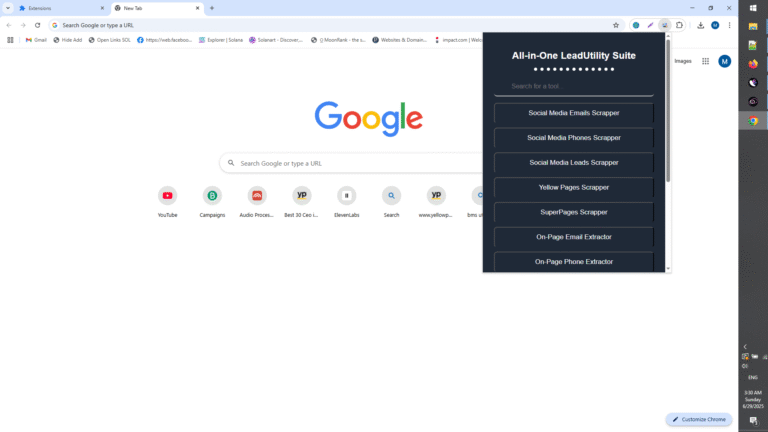 استخراج بيانات من الفيسبوك والمواقع وتسويق شامل All-in-One Chrome Extension